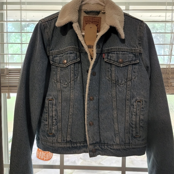 Levi's Original Sherpa Trucker Denim Jean Jacket Small - Picture 2 of 13